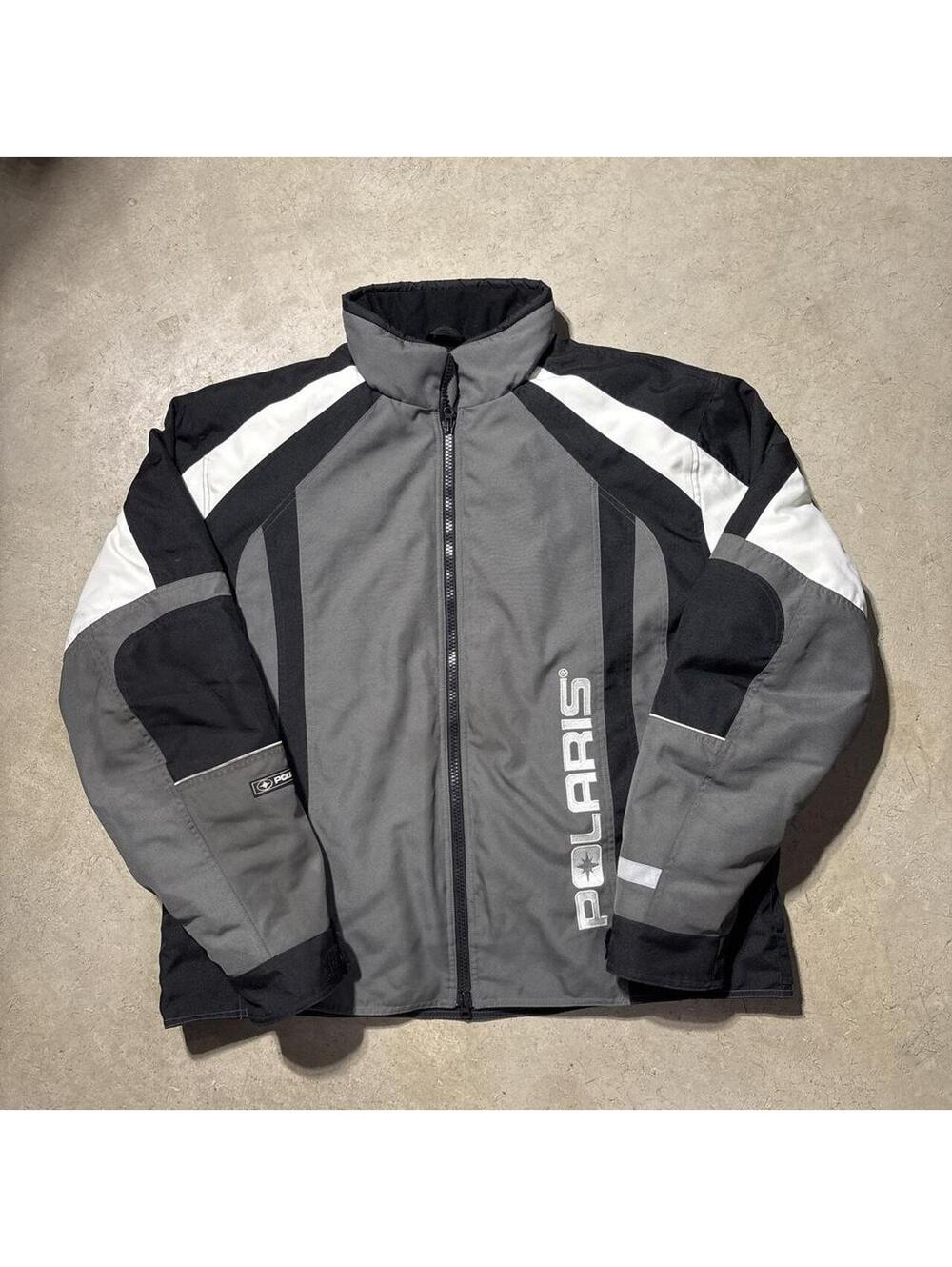 Vintage Y2K Pure Polaris Snowmobile Jacket Gray Black Mens XXL Racing